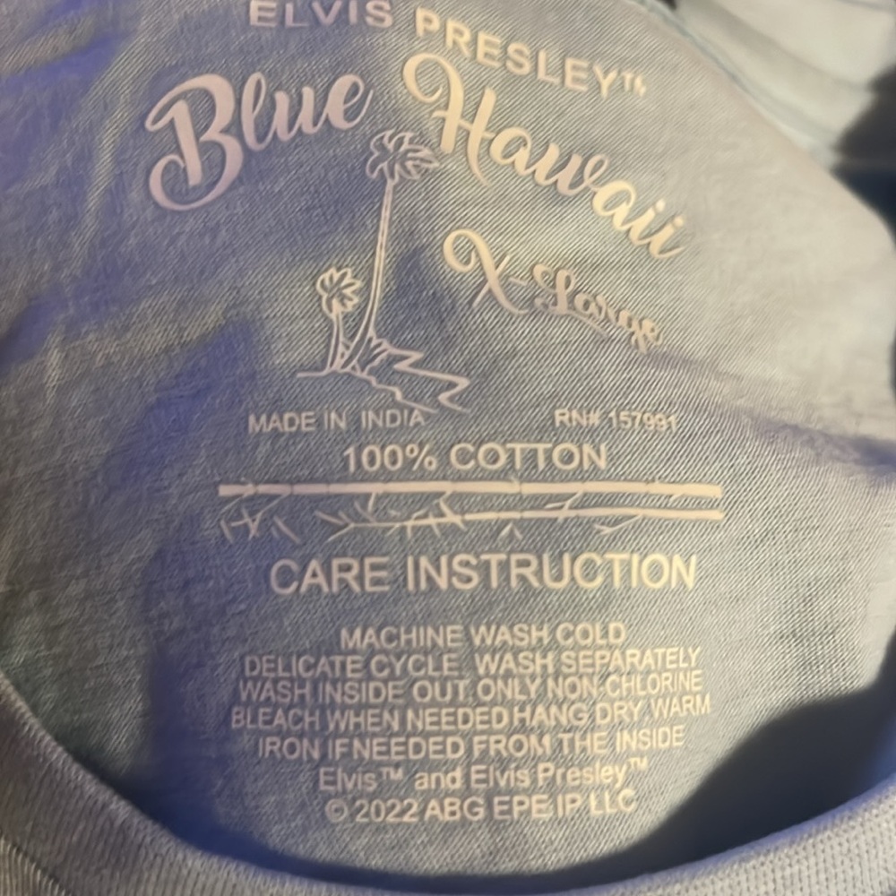 ELVIS PRESLEY “BLUE HAWAII”🌊 NEW with TAG‼️ Blue T-Shirt 💯% Cotton Size XXL - Picture 12 of 16